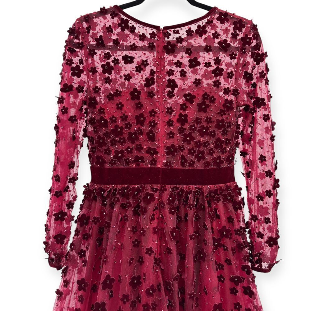 Mac Duggal Embellished Illusion High Neck Long Sleeve Fit & Flare Dress - Size 6 - Picture 12 of 16